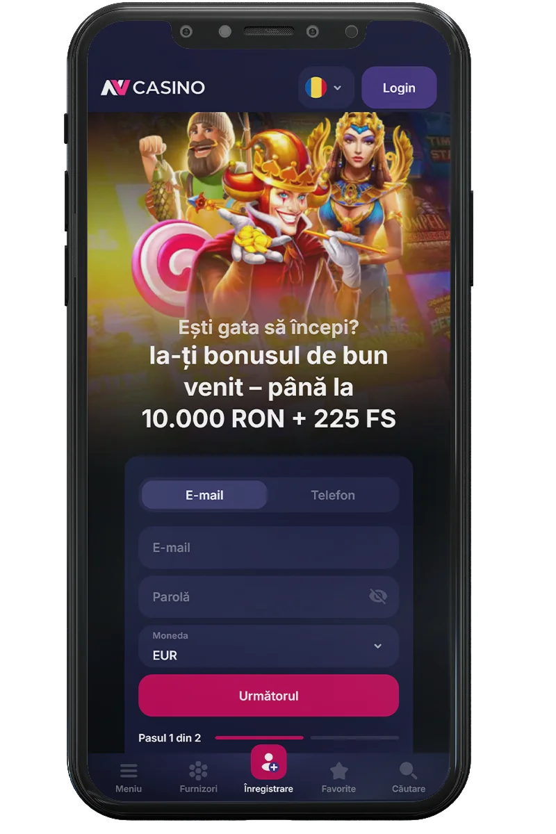 Captură de ecran a unui cazinou online pe un telefon mobil